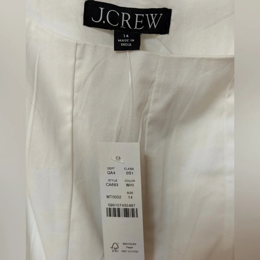 J. Crew Fit-and-flare white mini dress with rickrack trim Size 14 - Picture 4 of 4